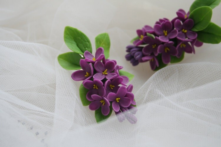 Flower hair clip violet lilac Prom hair flower Hair by DecorUA