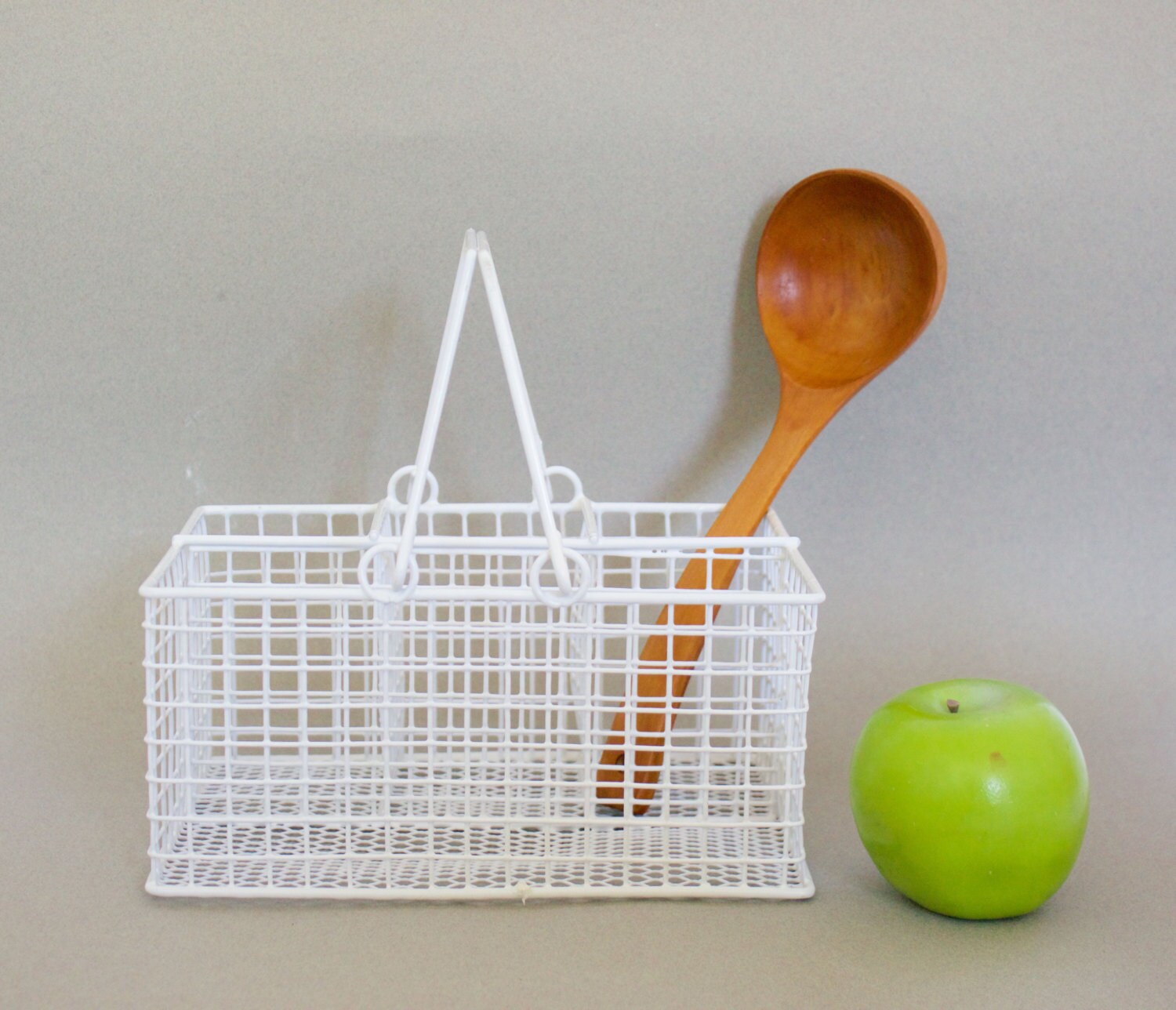 Vintage White Wire Table Storage Basket Rack Haute Juice