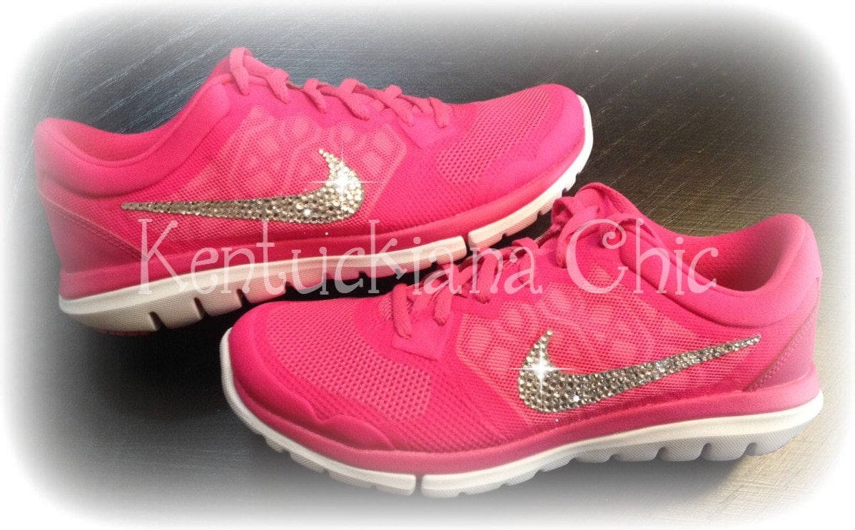 Hot Pink Swarovski Bling NIKE Shoes by KentuckianaChic on Etsy