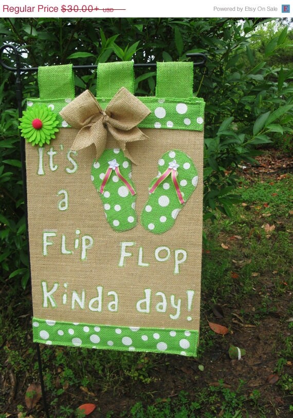 30% OFF TODAY Flip Flop Garden Flag* Burlap Garden Flag* Summer Garden Flag Polka Dot Garden Flag* Yard Flag * Garden Decor
