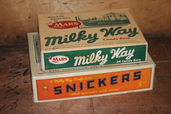 Snickers and Milky Way Store Display Advertising Boxes from 1950's