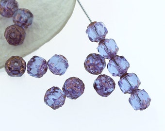 Alexandrite Bronze 6x6mm Faceted Cathedral Czech Glass Beads x 20