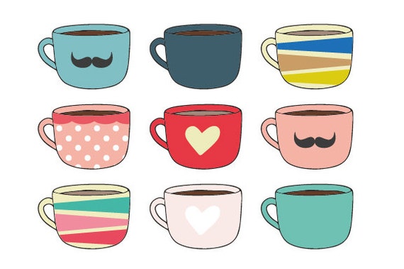 Coffee Mugs Clip Art graphic design by LittleBlueGarden on Etsy