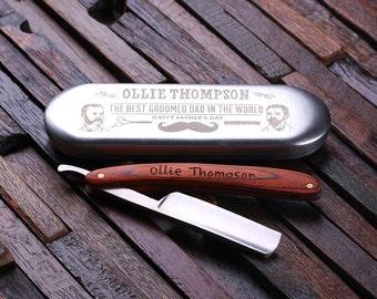 Father's Day Personalized Straight Razor Blade with Tin Box Father's Day Limited Edition