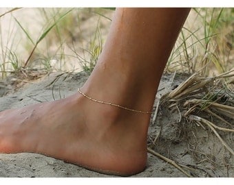 Gold anklet bracelet, ankle bracelet , gold ankle bracelet, gold filled bracelet, satellite anklet. anklet bead bracelet, beaucoupdebeads