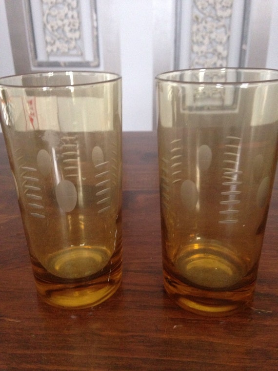 Pair Of Art Deco Amber Drinking Glasses