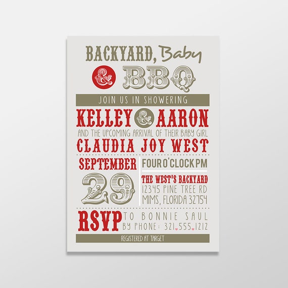 Backyard Bbq Baby Shower Invitations 5