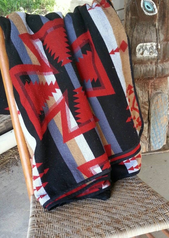 King Size Western Blanket Vintage Southwest Cabin Ranch Cowgirl