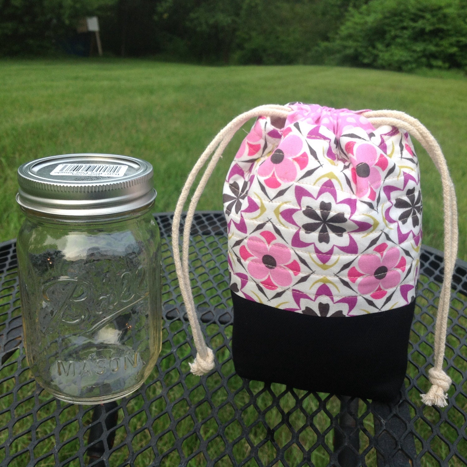 Mason Jar cover Insulated Mason jar bag Mason by SueBrainDesigns