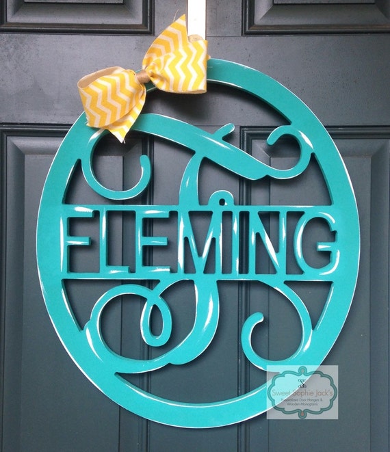 Circle Initial & Name Door Hanger by SweetSophieJacks on Etsy