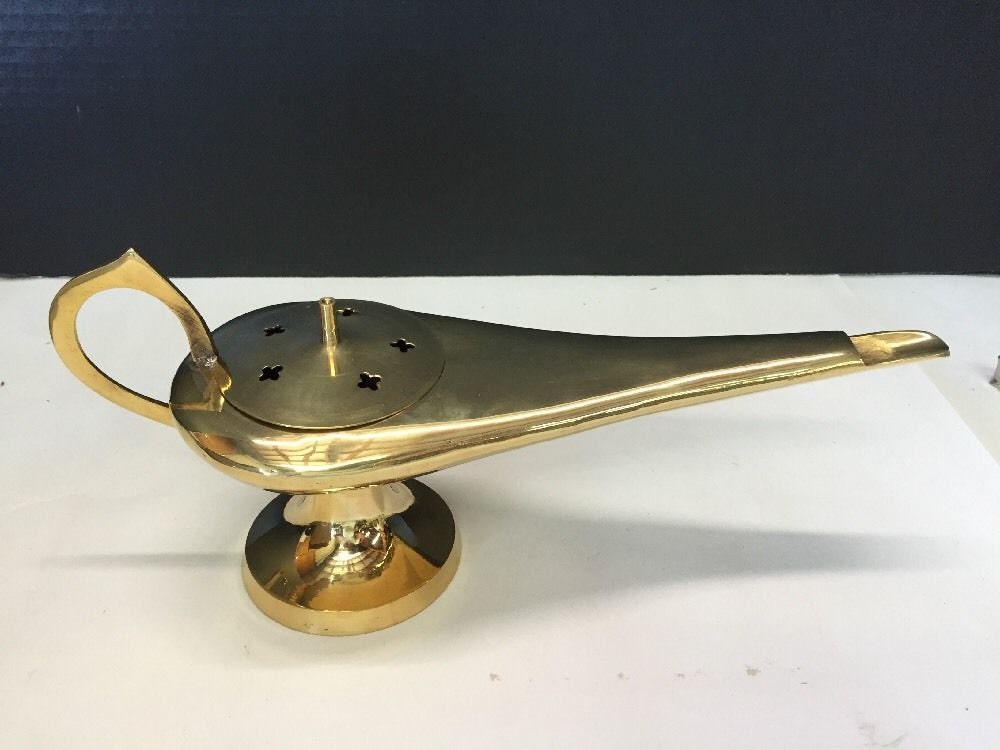 Vintage Polished Brass Aladdin Genie Oil Lamp by post50modern
