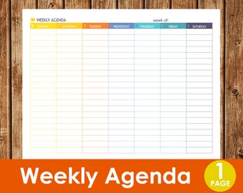 Super Cute and useful Weekly Agenda Printable PDF INSTANT