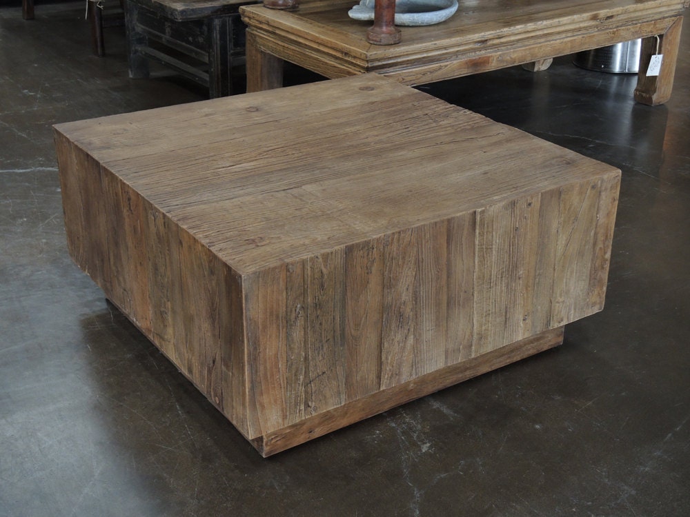 Reclaimed wood square coffee table by Terra Nova by TerraNovaLA