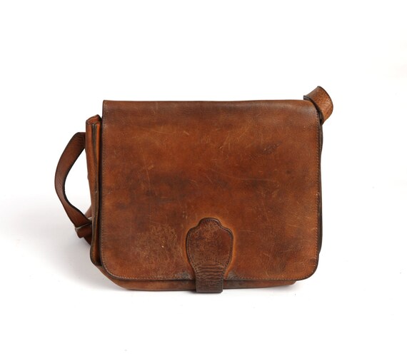 Brown leather shoulder bag leather crossbody by mmvintagestore