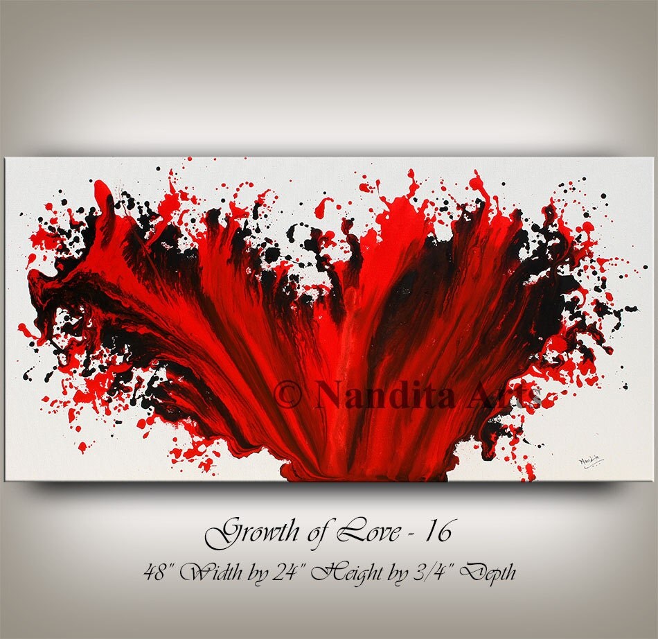 Huge Original Painting Acrylic Red by ContemporaryArtDaily on Etsy
