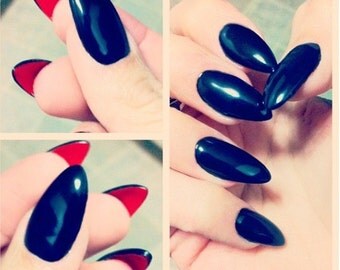 Christian Louboutin Black and Red Stiletto Nails