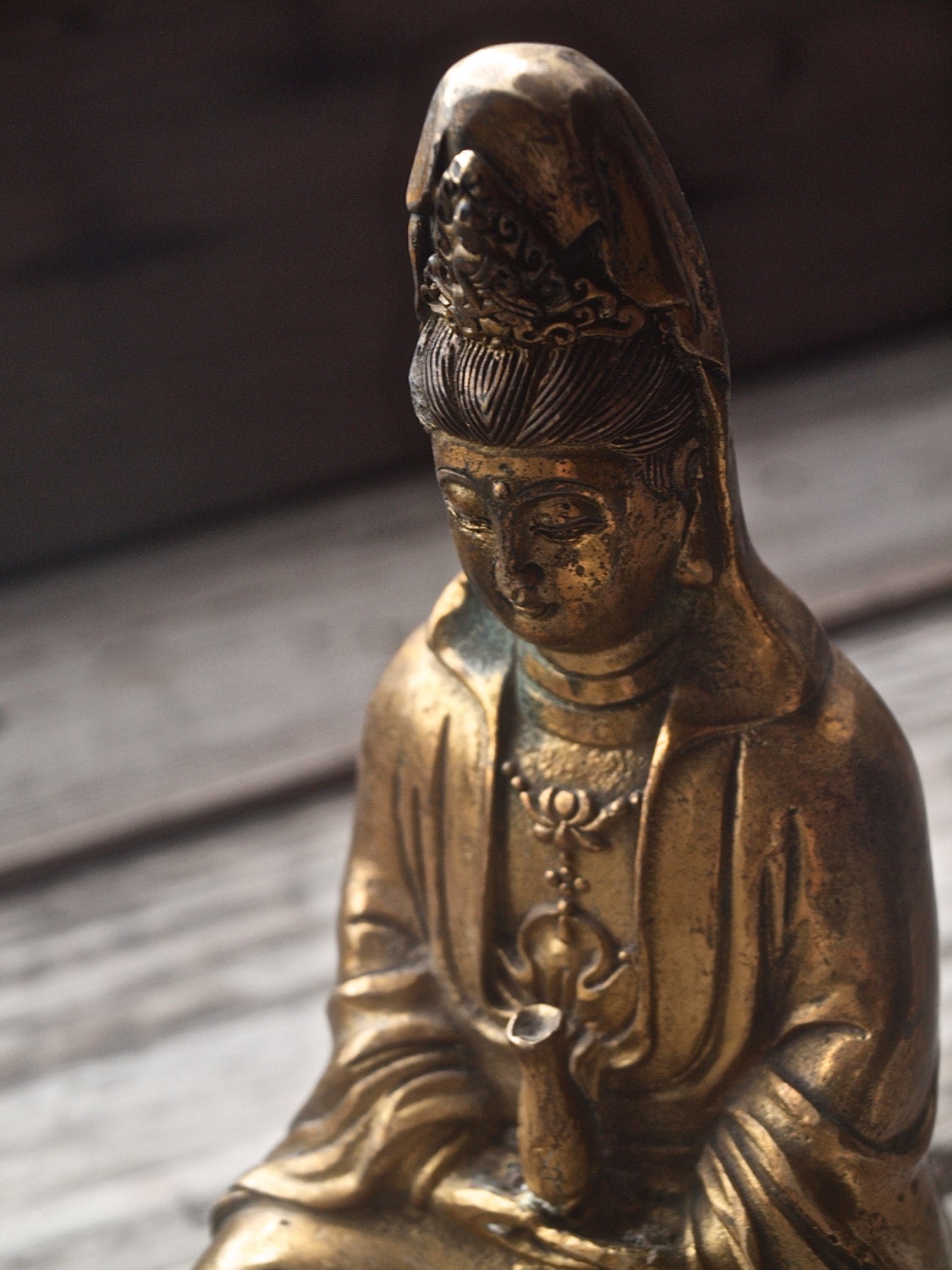 Vintage Guan Yin Bronze Statue / Kwan Yin Statue / Goddess of