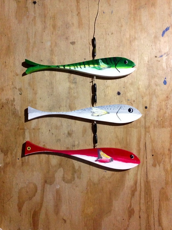 Wood fish mobile by NewVisionsart on Etsy