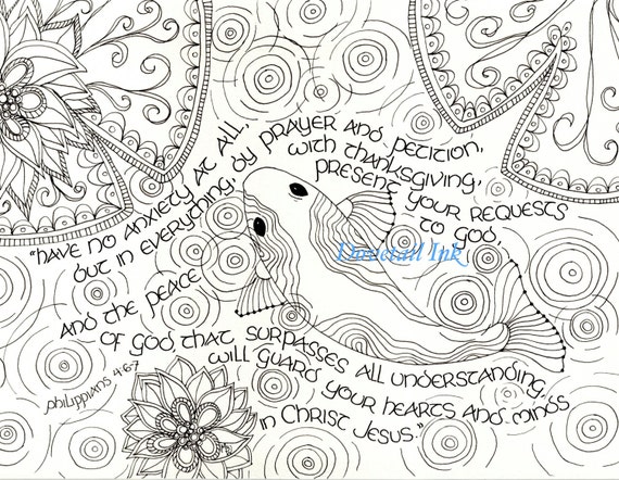 Printable Philippians 4 6-7 Scripture Art Coloring Page for