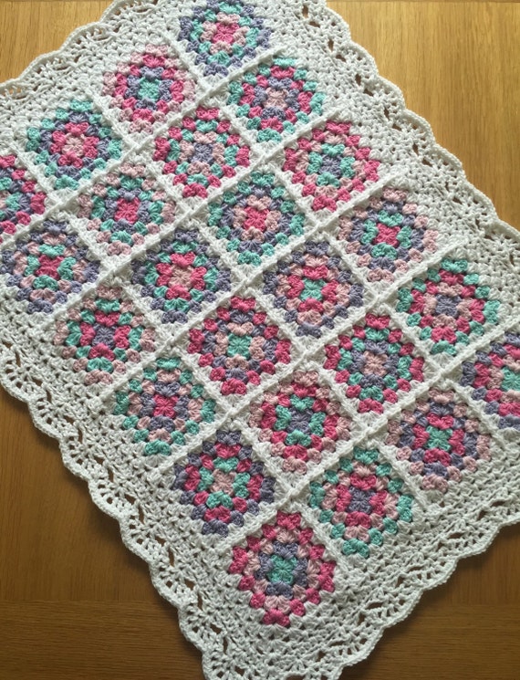 Cute crochet baby pram blanket 100% cotton