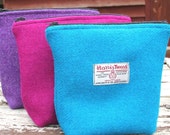 Harris Tweed Washbag - plain weave, make up bag, woman accessory, storage, cosmetic bag, vanity storage