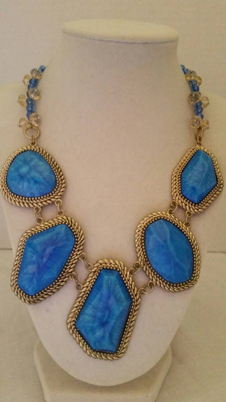 Blue and Gold Jewelry Set One Of A Kind Jewelry Set by SByourself