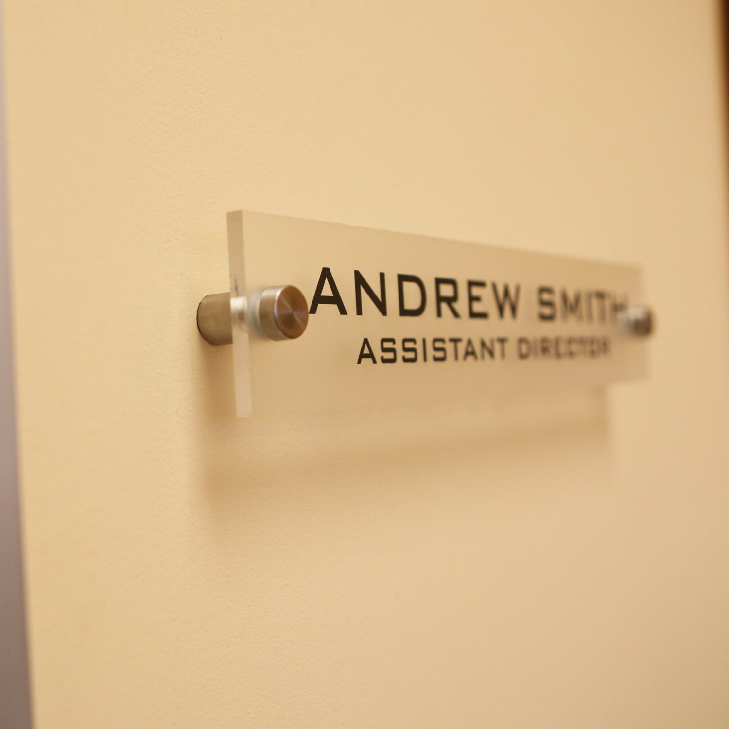 Personalized Office Wall Name Plate Sign. Modern Stainless