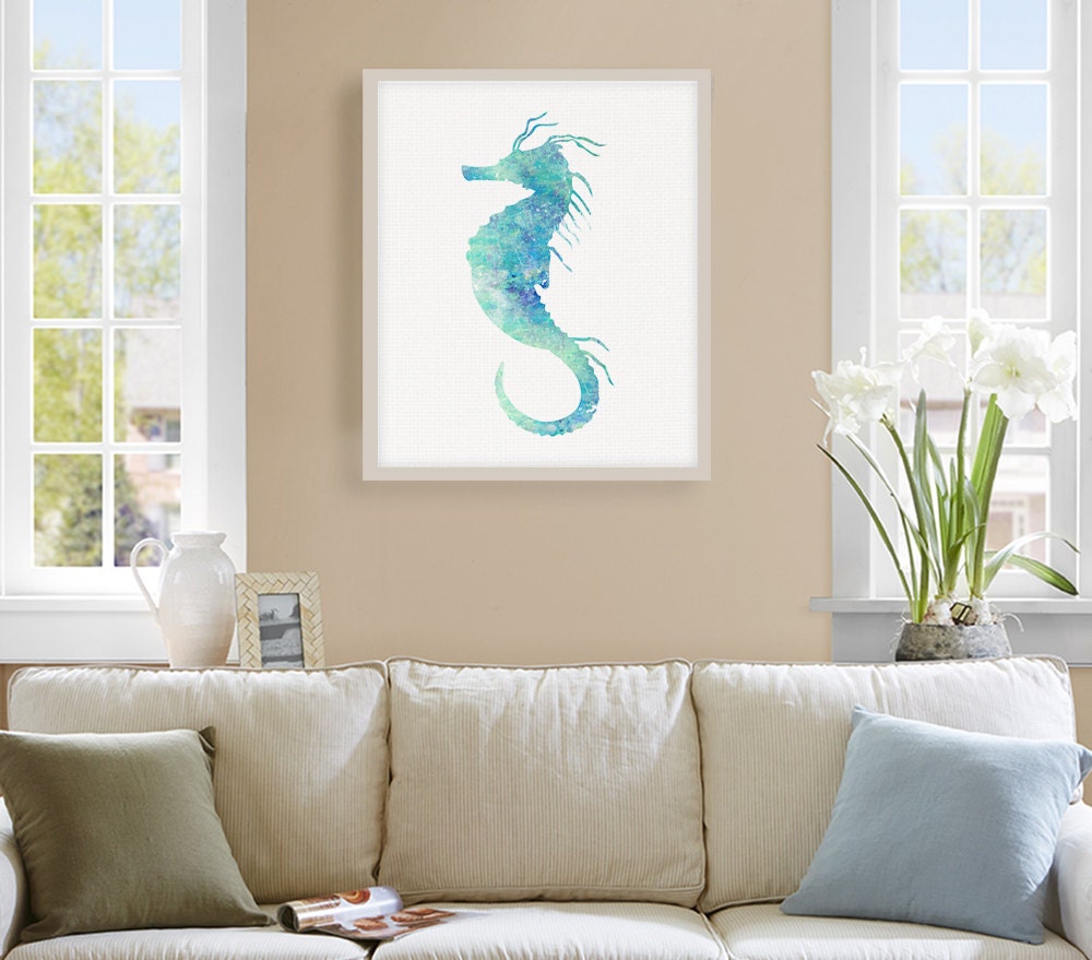 Seahorse Wall Decor Seahorse Painting Seahorse Print