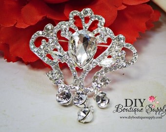 Crystal Wedding Brooch with Triple Dangle - Rhinestone Brooch Pin - Dangle Brooch Wedding Bridal Sash Pin Cake brooch 65mm 941198