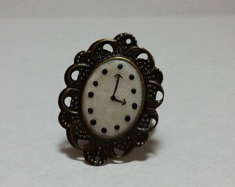 Handmade Polymer Clay Clock Ring