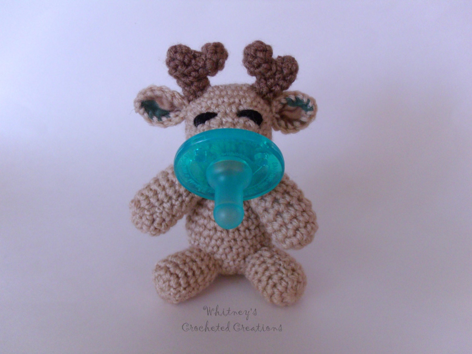 Crochet deer binky buddy pacifier holder by crochetforkids1828