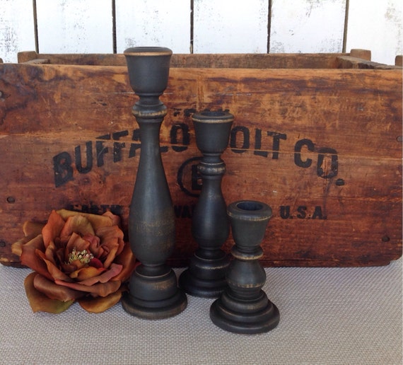 Candle holder dark gray rustic decor