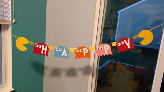PacMan inspired banner by CreRAEtions on Etsy