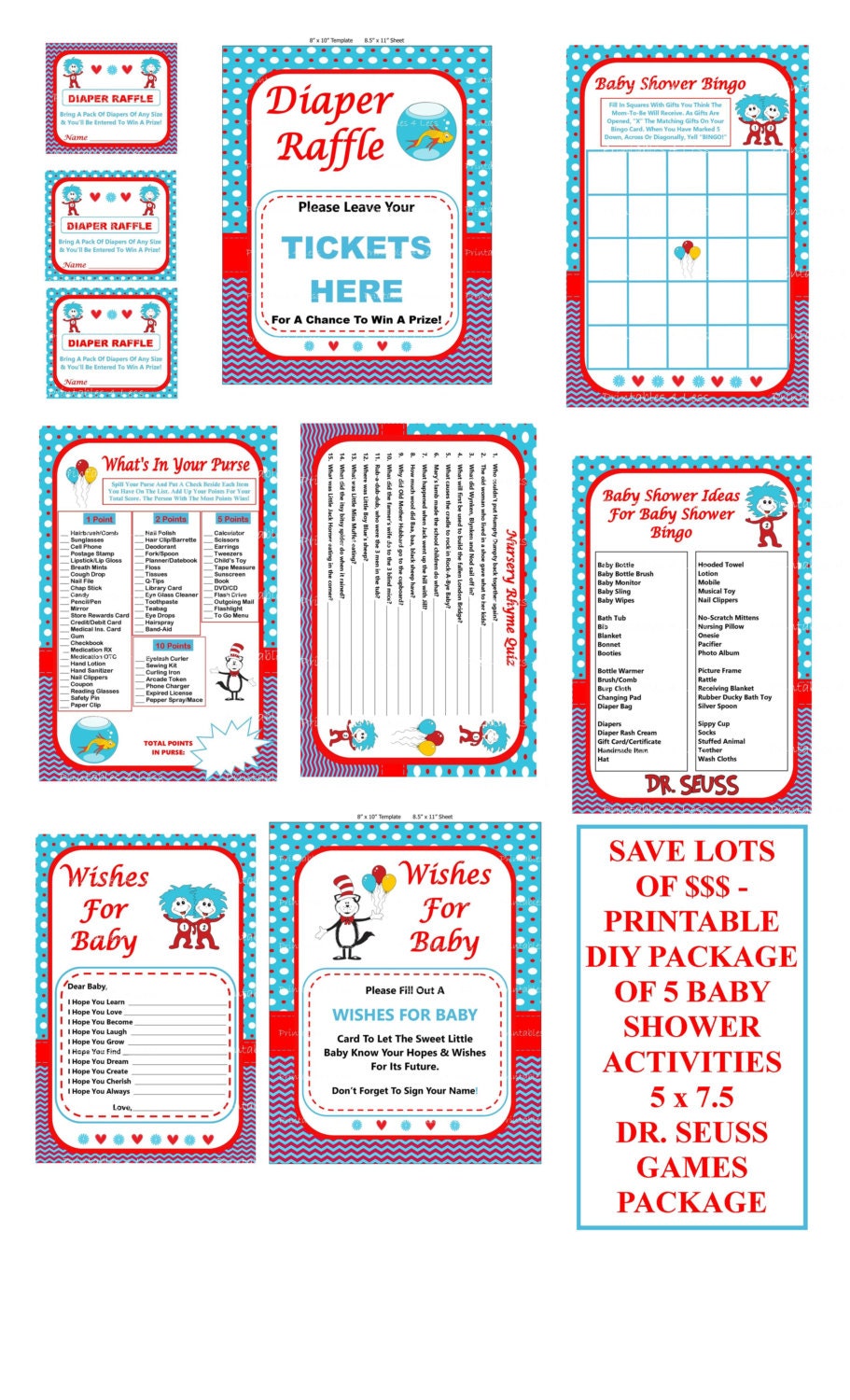 Dr Seuss Baby Shower Game Printable Seuss Games Cat In The