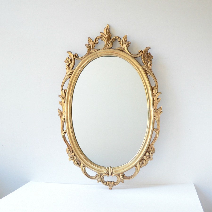 Gold Syroco oval mirror 1960's gold wall mirror by TheGoldGator