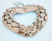 Personalised 5th wooden anniversary romantic wreath driftwood heart Wedding gift new home gift memorial funeral wreath quotation(WR01)