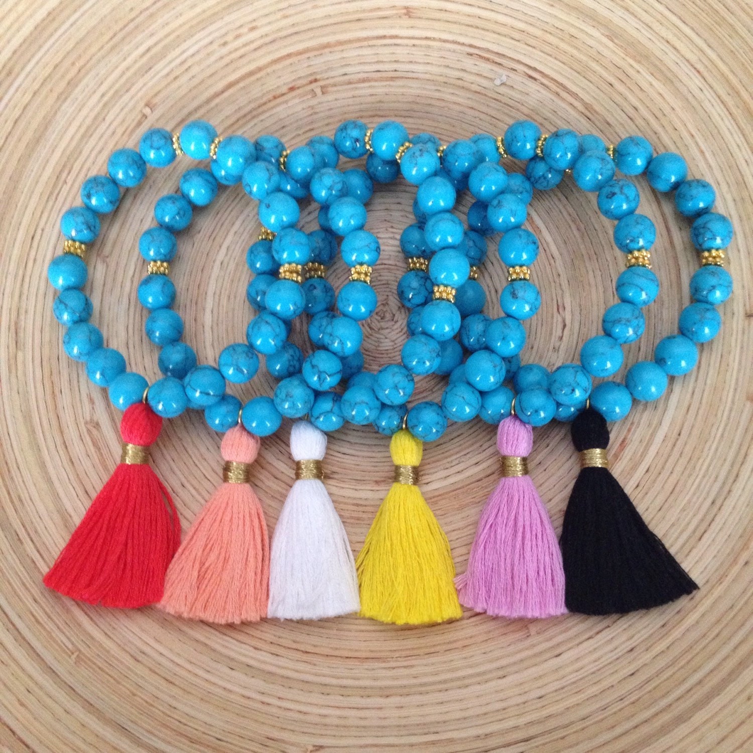 Tassel Bracelet Turquoise Beaded Bracelet with Tassel.