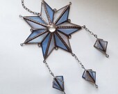 Pendant "Nord Star". 3D-Star. Light-blue, sky color. Suncatcher. Geometric.Stained Glass.Handmade.Home decor.Room    decor.DizArtEx.