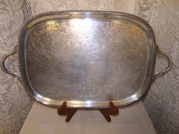 40's Sheffield Large Scrolled Silverplate Tray/Platter