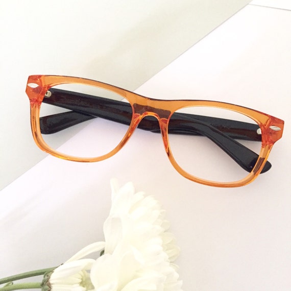 Items Similar To Orange Crystal Wayfarer Eyeglasses With Solid Black Temples On Etsy 6974