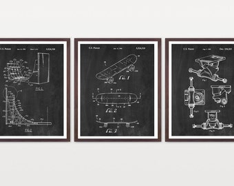 Skateboard Patent Set - Skateboarding - Skateboard - Skateboard Trucks - Skate Art - Skate Poster - Skateboarding Patent Print - X Games