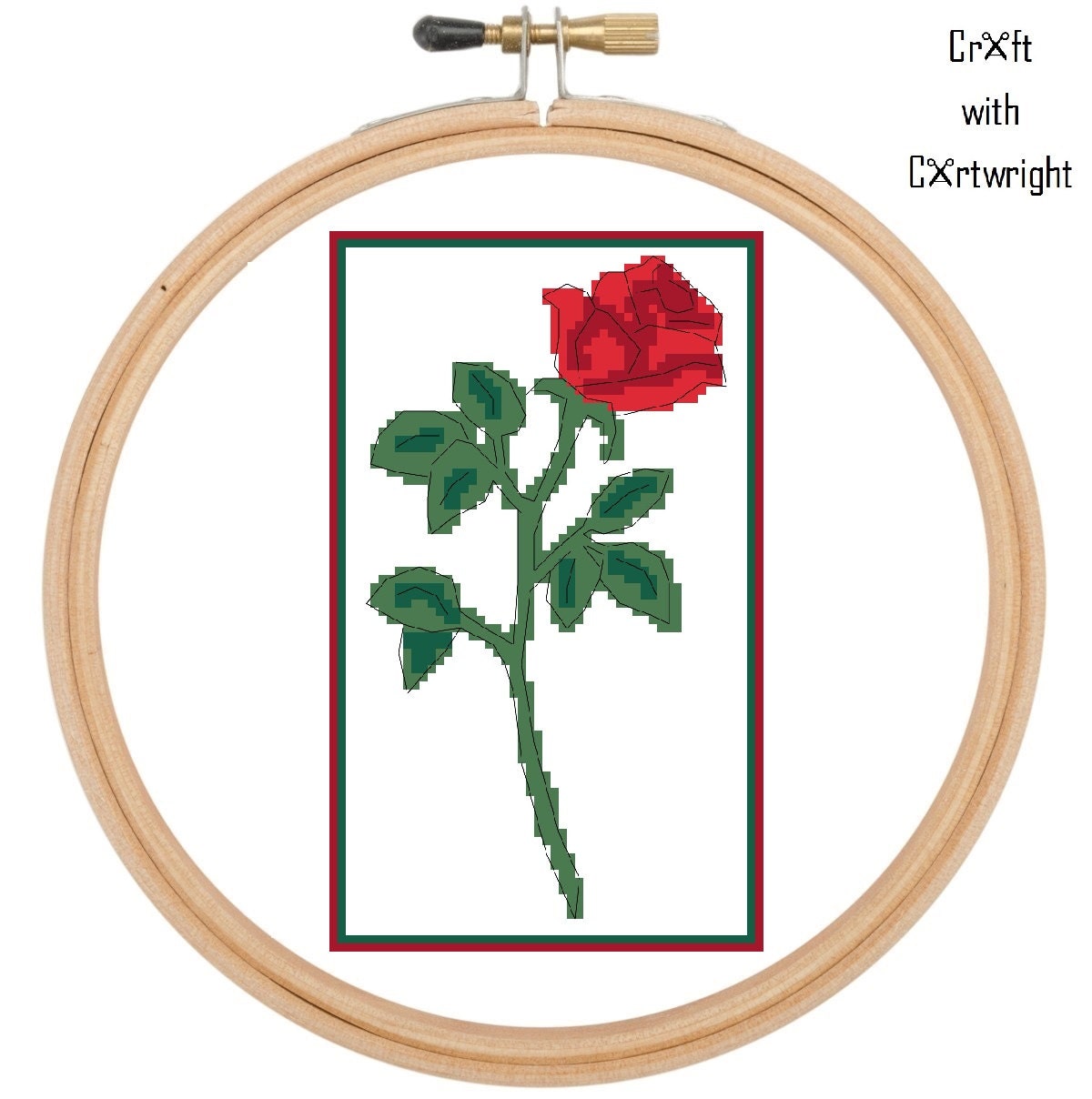Cross stitch pattern single red rose by CraftwithCartwright