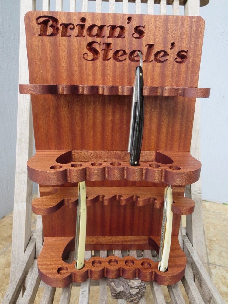 Extra Large Wall Hanging Straight Razor Display by DesignByWood