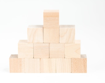Unfinished Wooden Blocks for DIY or Baby Shower Gift | Box 29 | Solid Cube Square 1 inch Natural Unpainted Blocks Crafting Supply Set of 26