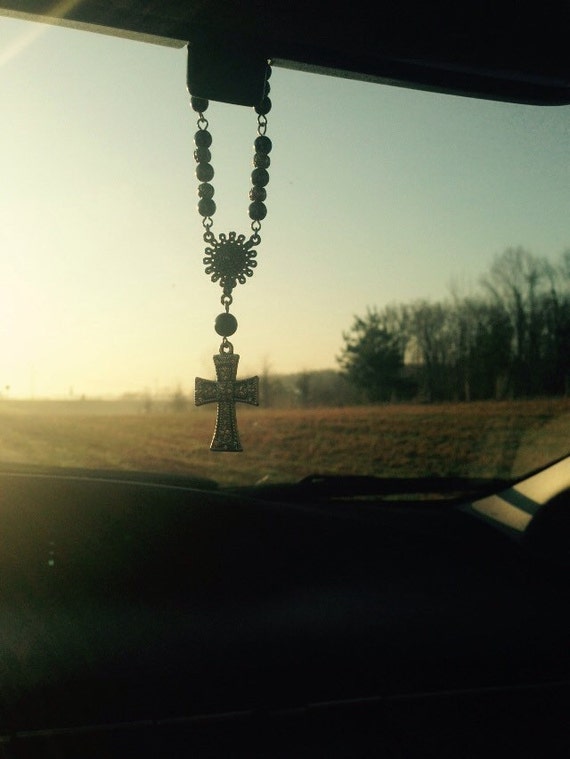 Rear view mirror charm. A cross with silver by WoodlandInspiration
