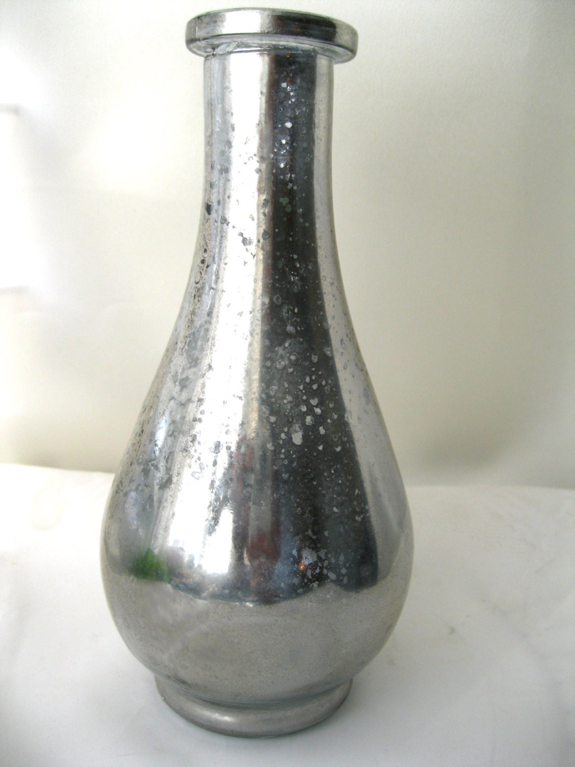 Silver mercury vase 8 inches Distressed mercury glass vase