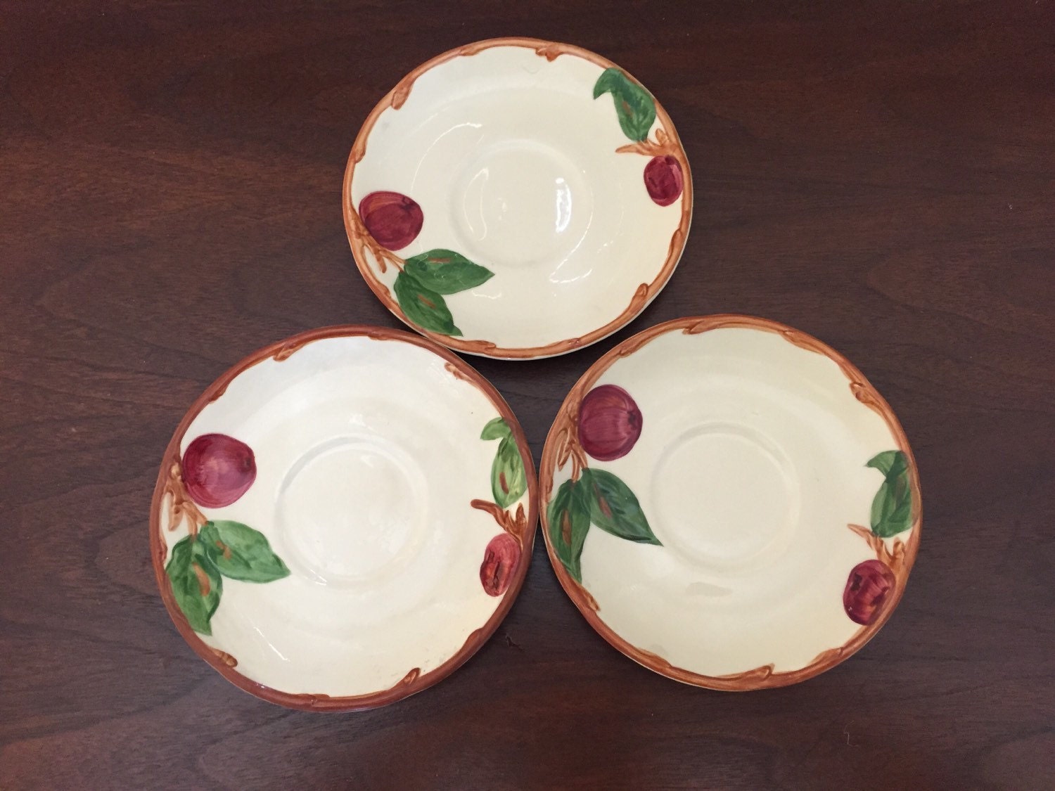 Franciscan Apple California Pottery Earthenware Saucers3