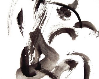 Abstract Ink Painting, Black and White, Modern Painting, Modern Art, Contemporary Art, Small Abstract Painting