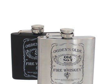 Stainless Steel Flask - Ogden's Olde Fire Whiskey Design 5oz