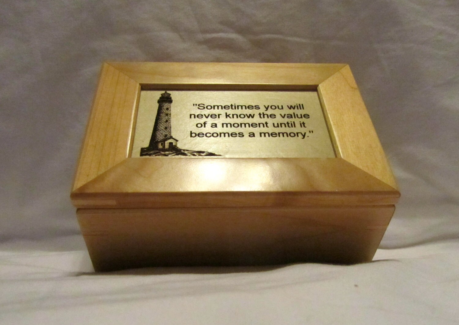 Personalized Wooden Keepsake Box Engraved Lighthouse